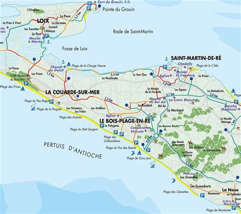 carte de l'île de Ré avec les salins