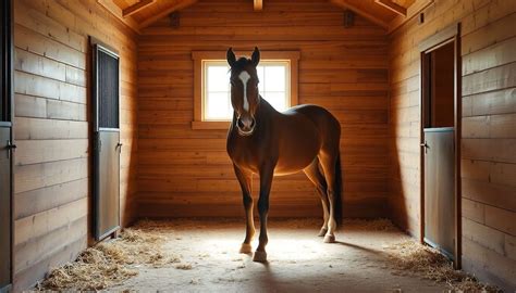Cheval dans un box bien paillé