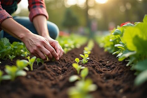 jardinier semant des graines dans un potager au printemps