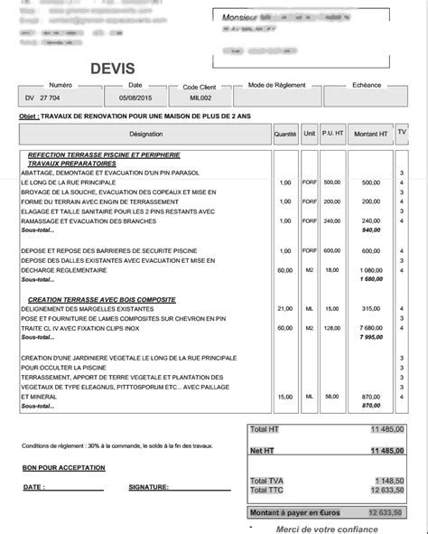 exemple de devis paysagiste