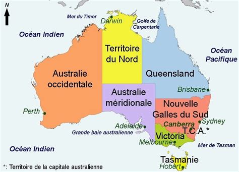 Carte de l'Australie indiquant les principales régions de production de légumes
