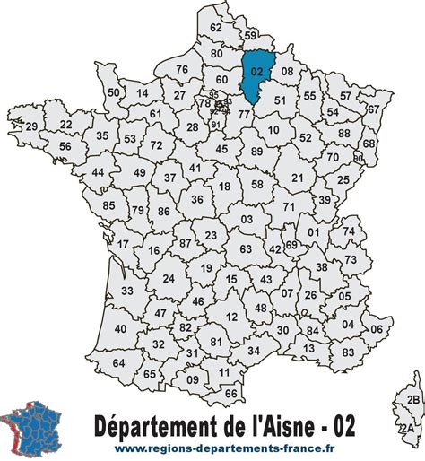 Carte de France avec les départements de l'Ain et de l'Aisne mis en évidence
