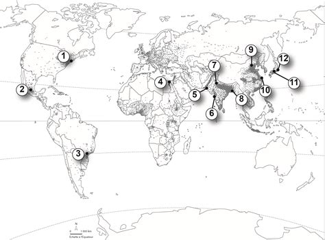 Carte des origines géographiques mondiales du Lys