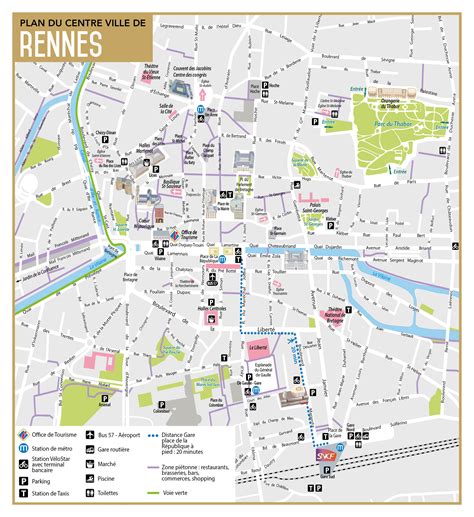 Plan du centre-ville de Rennes avec un cabinet médical mis en évidence