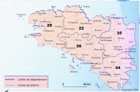 Carte de la Bretagne avec des points d'intérêt littéraires