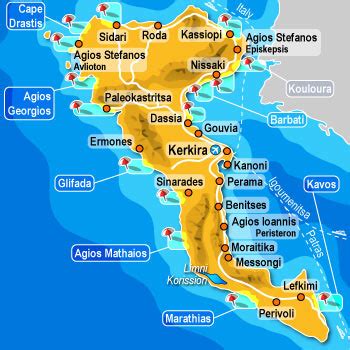 Carte de Corfou avec indication de Palaiopolis