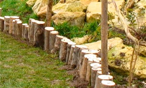 Bordure de jardin en rondins de bois