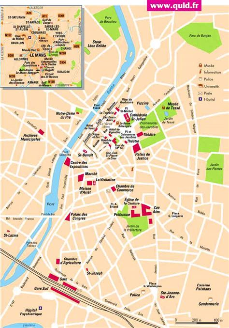 Plan du centre-ville du Mans avec l'emplacement du cabinet