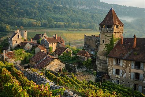 Vignoble de Château-Chalon dominé par le village