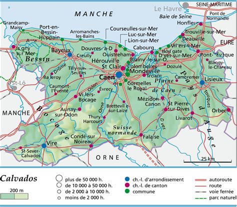Carte du Calvados indiquant les zones d'accès aux déchèteries et points de distribution de composteurs