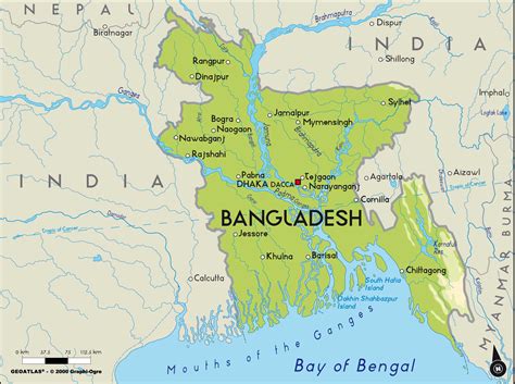 Carte du Bangladesh montrant les zones de mangroves