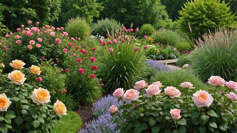 Rosiers entourés de plantes aromatiques