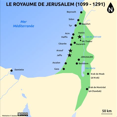 Carte du royaume de Jérusalem à l'époque des croisades