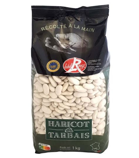 Illustration de haricots tarbais secs avec les labels Label Rouge et IGP
