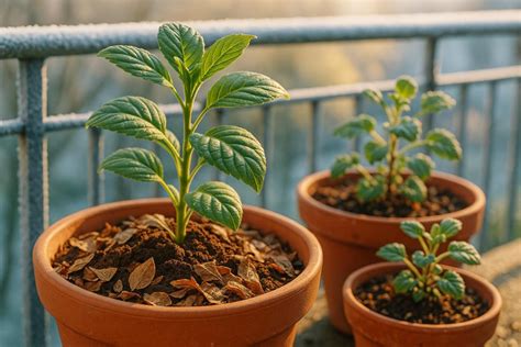 Plantes en pot avec marc de café