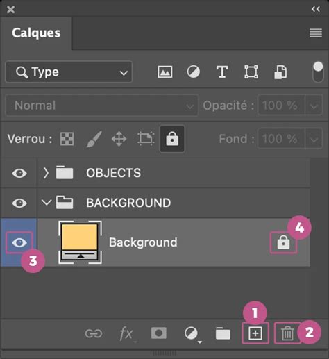 Interface de l'Outliner 2.0 avec mode Hiérarchie et Calques