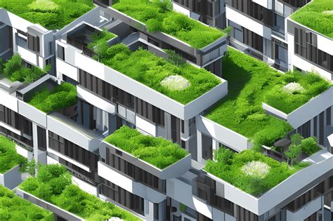 Illustration d'une toiture végétalisée moderne sur un bâtiment urbain