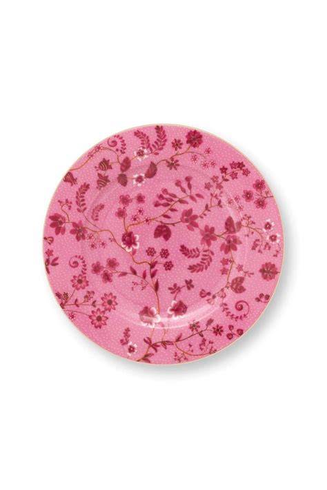 Assiette rose Jolie avec fleurs délicates