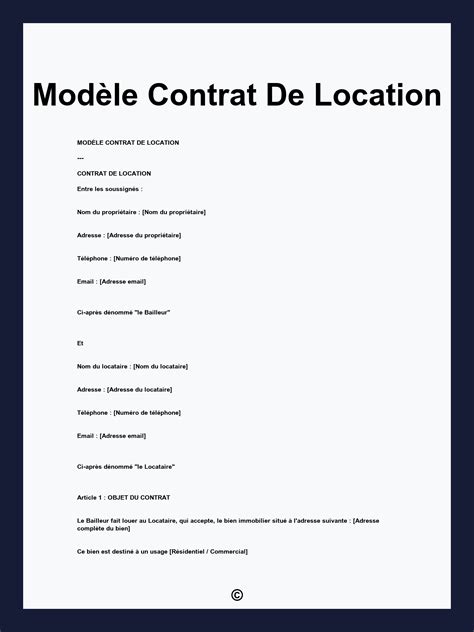 calendrier et un contrat de location
