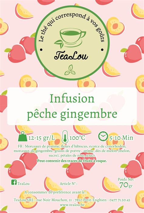 Infographie illustrant la composition de l'infusion Pêche Hibiscus : hibiscus, pêche, pomme, cynorhodon, abricot, pastèque