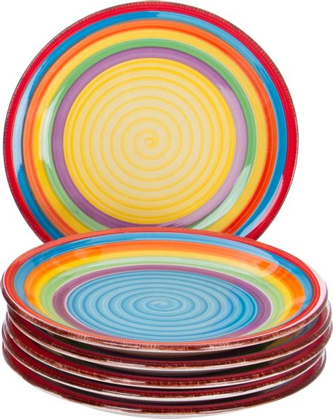 Assiettes à dessert avec différentes bordures colorées