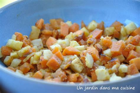 illustration d'un potage au céleri-rave et patate douce dans un bol rustique