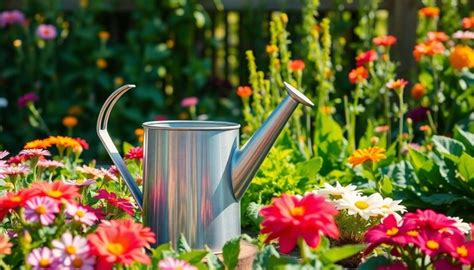 Arrosoir avec des fleurs en pot