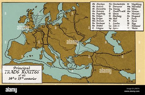 Carte ancienne montrant les routes commerciales du café et la propagation de la cafédomancie du Moyen-Orient à l'Europe