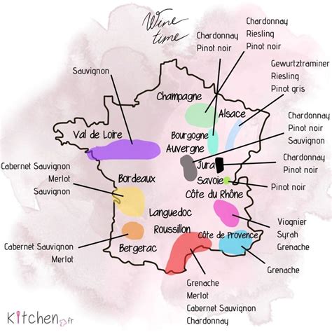 Carte des principaux cépages de vin rouge en France