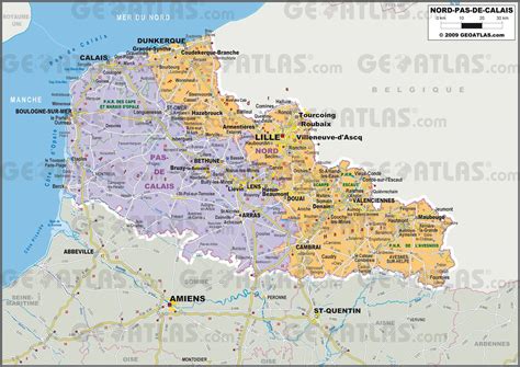Carte de la région Nord-Pas-de-Calais