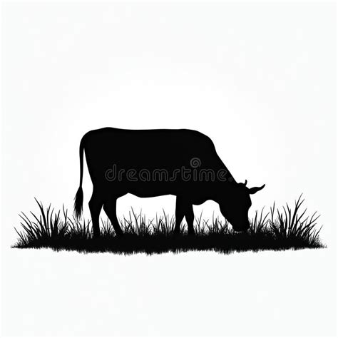 Illustration d'une vache broutant dans un champ verdoyant
