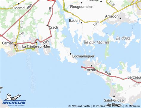 Carte de Locmariaquer avec des points indiquant des entreprises de jardinage