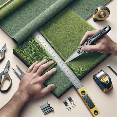 Infographie des outils pour la découpe du gazon synthétique