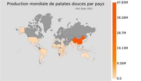 carte de répartition mondiale de la patate douce