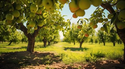 Photo d'un verger bien entretenu avec des arbres fruitiers sains