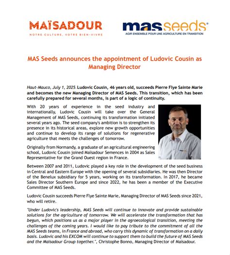 Ludovic Cousin Mas Seeds