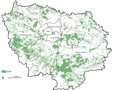 Carte des forêts de l'Île-de-France