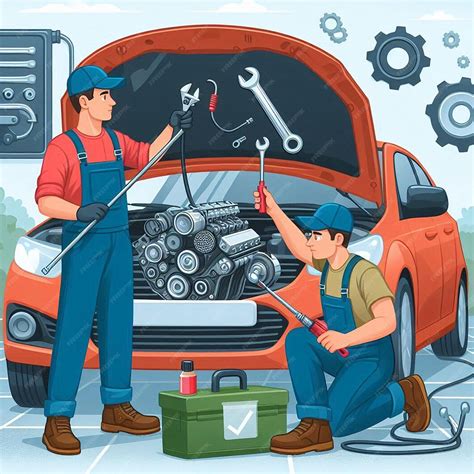 Technicien réparant un moteur