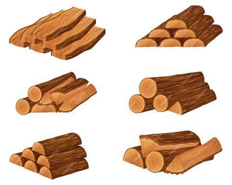 Illustration montrant une sélection de bois de chauffage divers empilés avec prudence