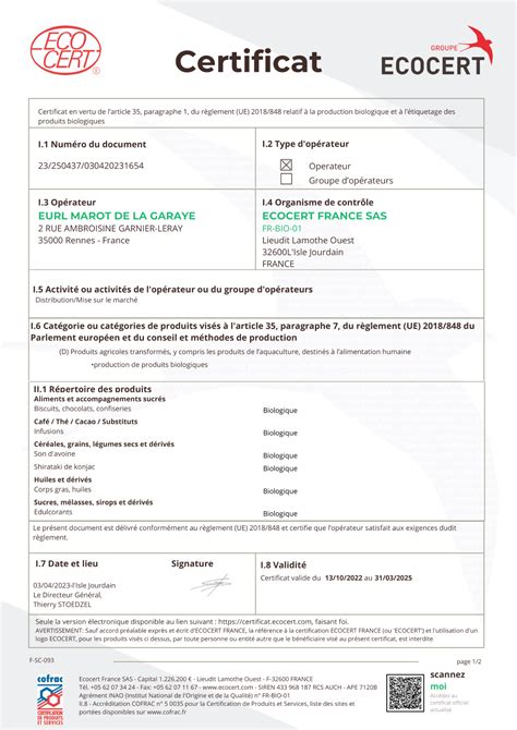 certificat Ecocert sur un champ de légumes