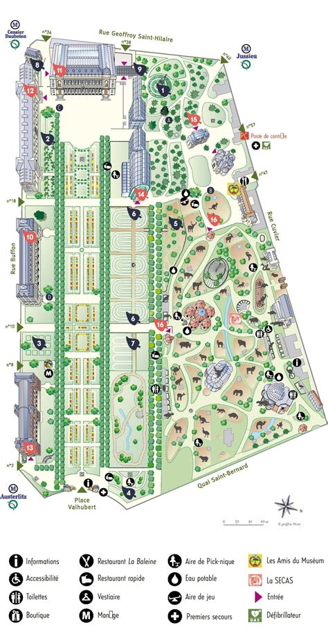 Plan du Jardin des Plantes avec les différents points d'intérêt