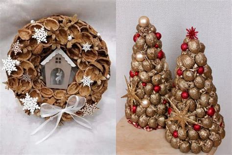 Décorations de Noël avec des coquilles de noix