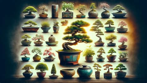 Différents styles de pots de bonsaï en ciment