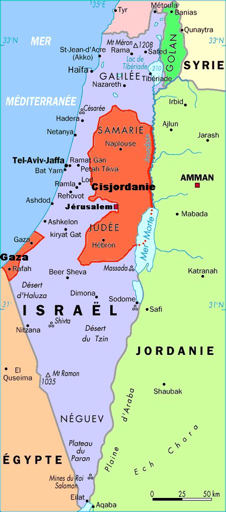Carte d'Israël avec des points indiquant des lieux propices à la Birkat Ha-Ilanot