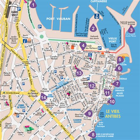 Plan de localisation d'Antibes avec le chemin des Âmes du Purgatoire