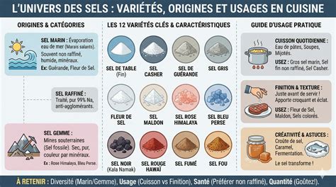 Différents types de sel de cuisine et leurs emballages