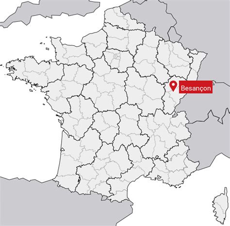 Plan de localisation de Baume-les-Dames par rapport à Besançon