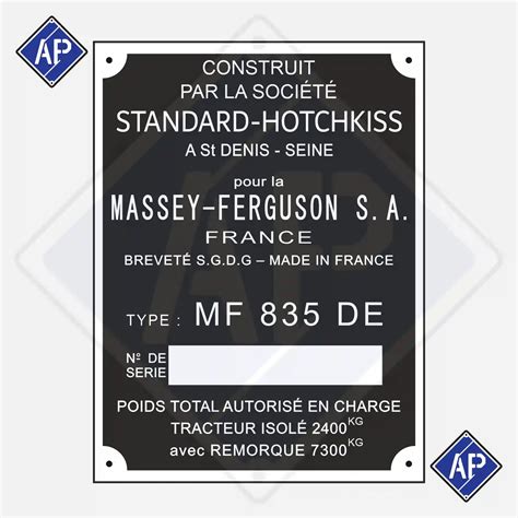 Plaque d'identification d'une motobineuse
