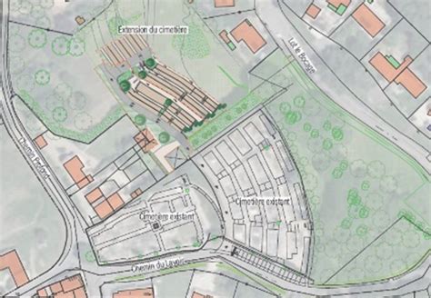 Plan du cimetière de la Vallée Favière après extension