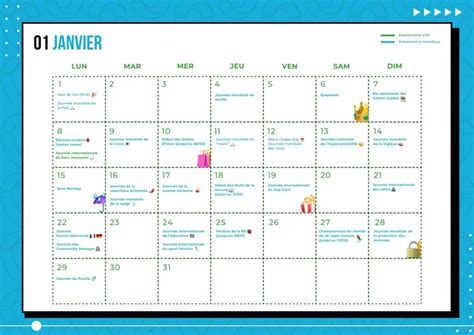 calendrier avec dates importantes pour un congé